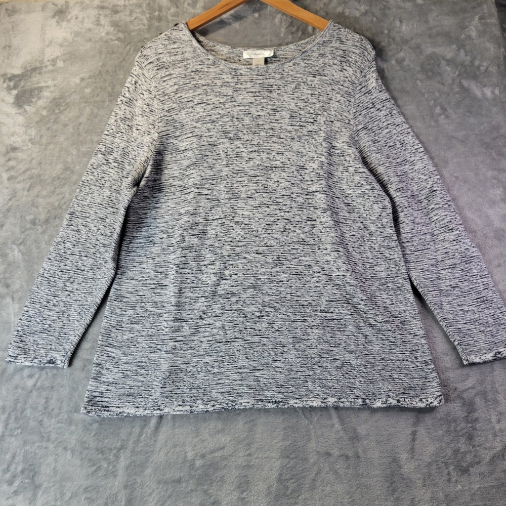 CJ Banks Women X Heathered Gray Cotton Knit Long Sleeve Casual Sweater - Picture 1 of 12